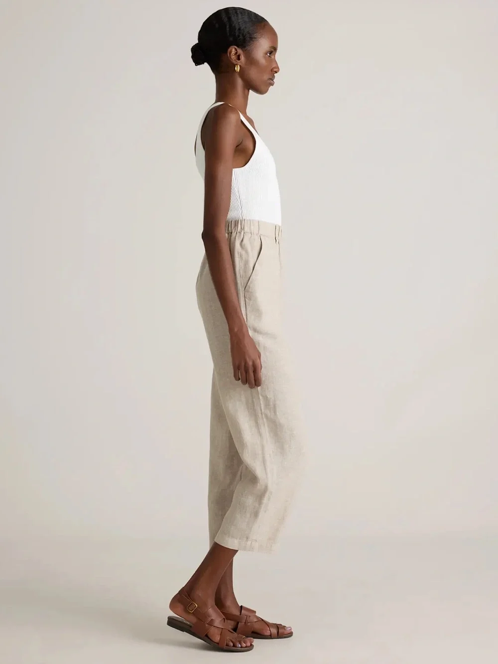 NWT Quince Cropped 100% European Linen Pants in Light Beige Size 3X